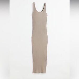 NWT H&M RIBBED BODYCON TAUPE DRESS SIZE M